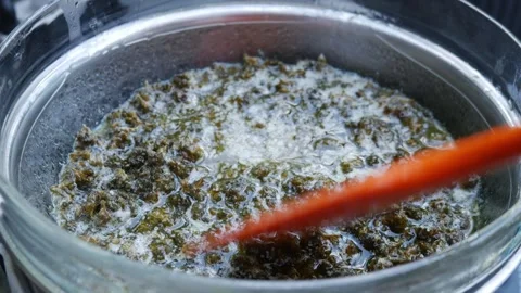 Marijuana Infusion Cooking Process Cannabutter Making Method Stock Footage 324427205