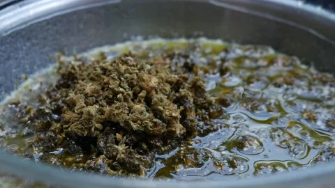 Marijuana Infusion Cooking Process Cannabutter Making Method Stock Footage 324805330