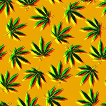 Marijuana inspired design. Reggae background with cannabis leaves. Geometric Stock Illustration