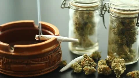 Marijuana Joint Burning 1 Stock Footage