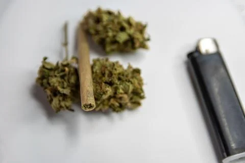 Marijuana joint closeup Stock Photos