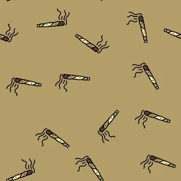 Marijuana joint vector seamless pattern Stock Illustration