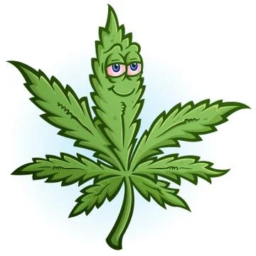 Marijuana Leaf Cartoon Character Vector Illustration Illustrazione stock