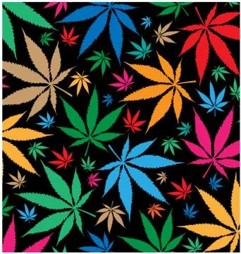 Marijuana leaf color pattern on black background Stock Illustration