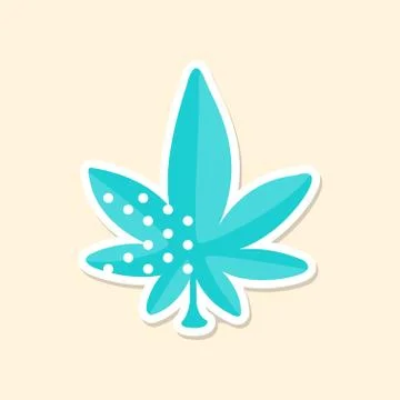 Marijuana leaf, cute sticker in bright colors, fashion patch vector illustration Stock Illustration