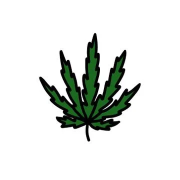 Marijuana leaf doodle icon, vector illustration Stock Illustration