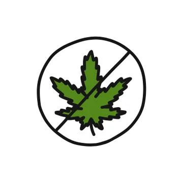 Marijuana leaf doodle icon, vector illustration Stock Illustration