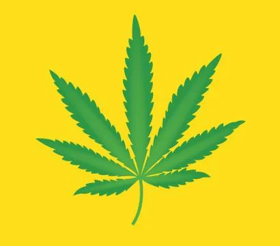 Marijuana leaf isolated with yellow background vector Stock Illustration