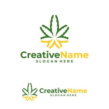 Marijuana leaf logo design vector template, Creative Cannabis leaf logo con.. Stock Illustration