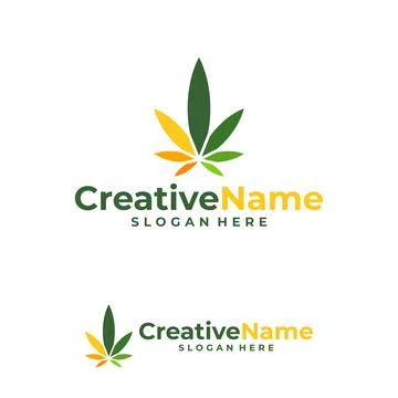 Marijuana leaf logo design vector template, Creative Cannabis leaf logo con.. Stock Illustration