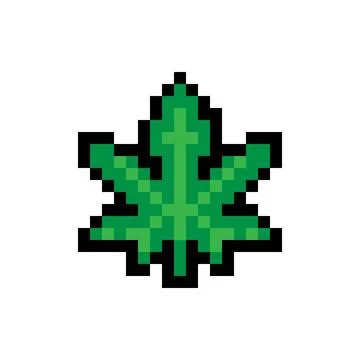 Marijuana leaf or cannabis leaf weed pixel art Stock Illustration