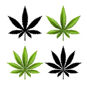 Marijuana leaf or cannabis leaf weed icons Stock Illustration
