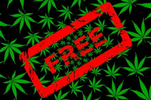 Marijuana leaf pattern and rubber stamp free Stock Illustration