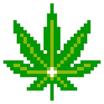 Marijuana leaf pattern. Pixel marijuana image. Stock Illustration
