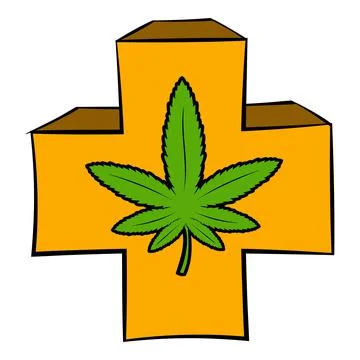 Marijuana leaf on a red cross icon cartoon Stock Illustration
