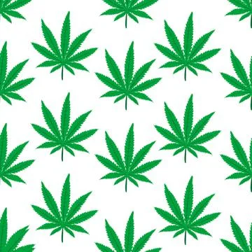 Marijuana leaf seamless pattern in polka dot style Stock Illustration