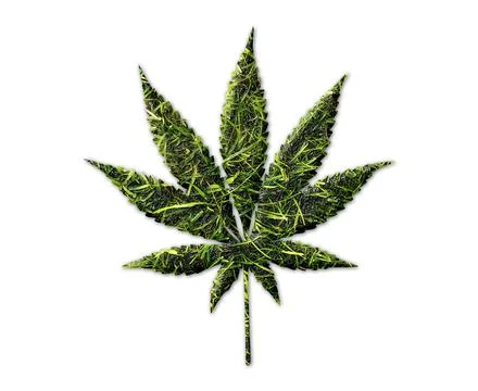 Marijuana leaf shape with grass texture isolated on a white background Stock Illustration
