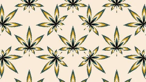 Marijuana leafs or cannabis leafs weed seamless pattern Stock Illustration