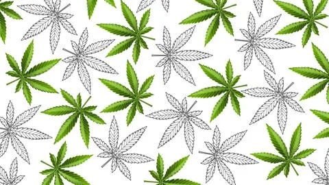 Marijuana leafs or cannabis leafs weed pattern Stock Illustration