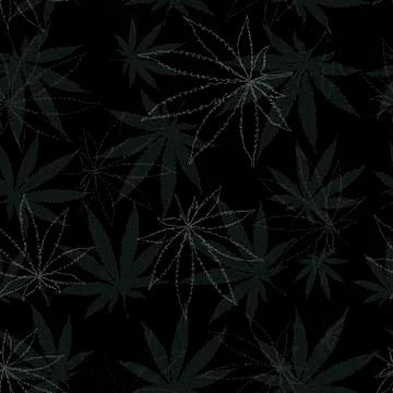 Marijuana leafs seamless pattern. Cannabis plant background. Hand drawn style Stock Illustration