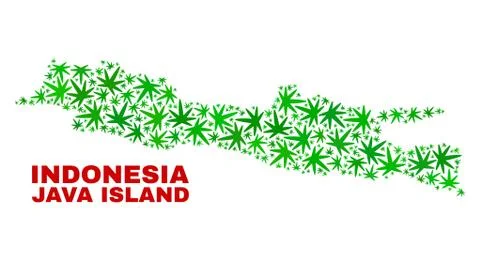 Marijuana Leaves Collage Java Island Map Stockillustratie