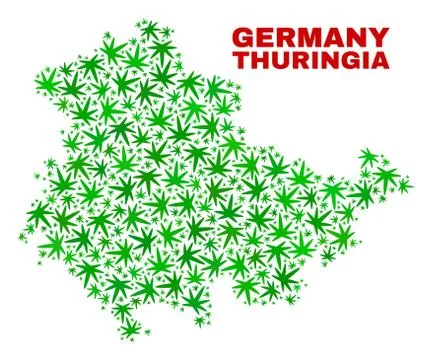 Marijuana Leaves Collage Thuringia Land Map Illustrazione stock