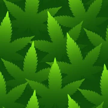 Marijuana Leaves Vector Seamless Pattern Bright Green Vivid Color Gradient Stockillustratie