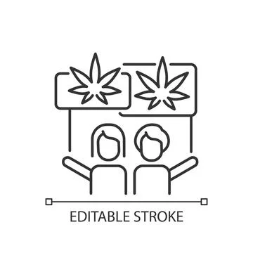 Marijuana legalization protest linear icon Stock Illustration