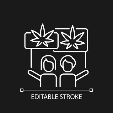 Marijuana legalization protest white linear icon for dark theme Stock Illustration