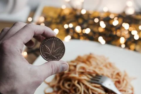 Marijuana Pasta coin Stock Photos
