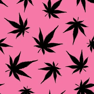 Marijuana pattern.Black hemp seamless pattern Illustrazione stock