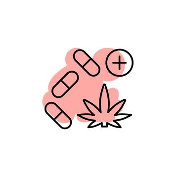 Marijuana, pills with color shadow vector icon in marijuana set Stock Illustration