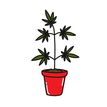 Marijuana plant doodle icon, vector illustration Stock Illustration