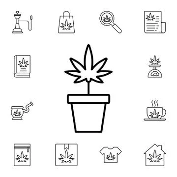 Marijuana, plant flat vector icon in marijuana pack Stock Illustration