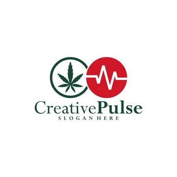 Marijuana pulse logo vector template, Creative pulse marijuana logo design .. Stock Illustration