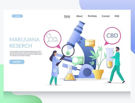 Marijuana research vector website landing page design template Stock Illustration