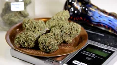 Marijuana Buds And Weighing Scale - Stock Video