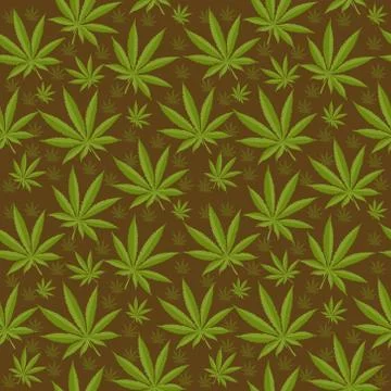 Marijuana seamless pattern. Cannabis is an endless texture. Medical hemp repe Stock Illustration