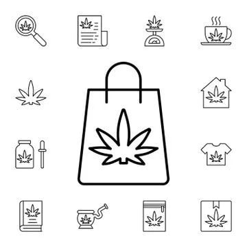 Marijuana, shop flat vector icon in marijuana pack Stock Illustration