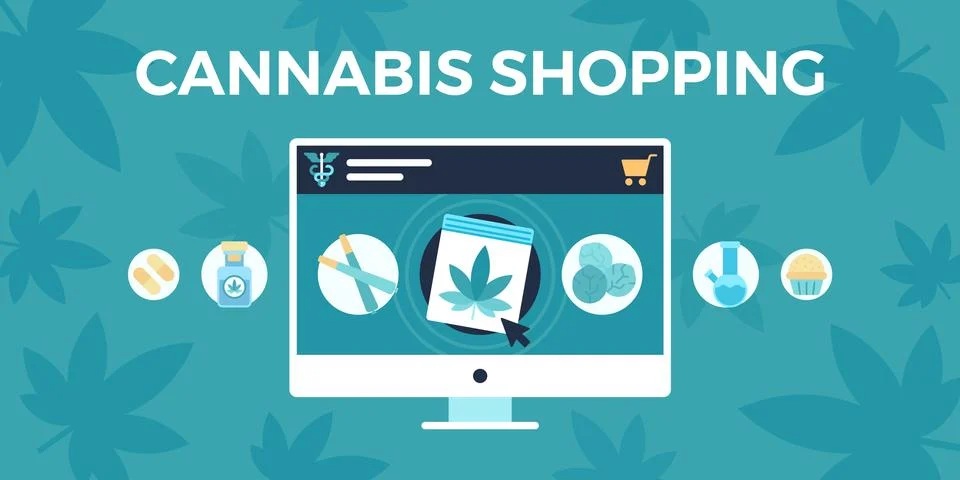 Marijuana shopping concept Stock Illustration