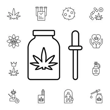 Marijuana, tincture flat vector icon in marijuana pack Stock Illustration