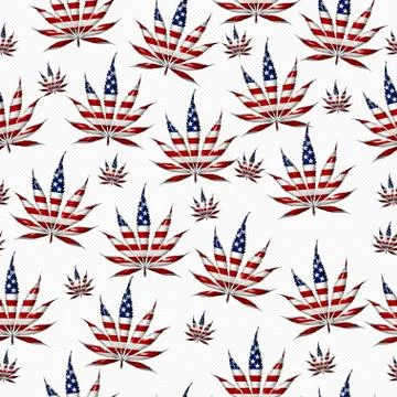 Marijuana in the usa leaf pattern repeat background Illustrazione stock