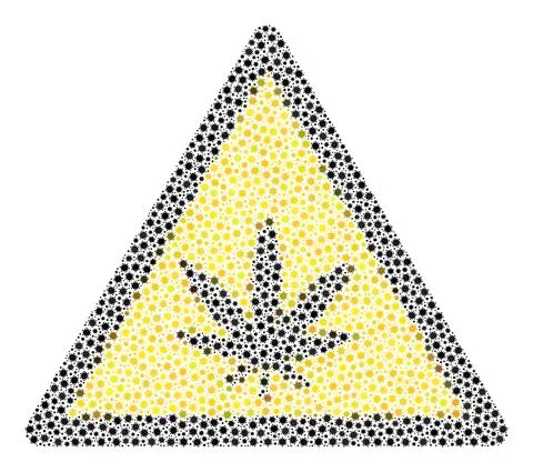 Marijuana Warning Composition Icon with Covid Virus Infection Elements Illustrazione stock