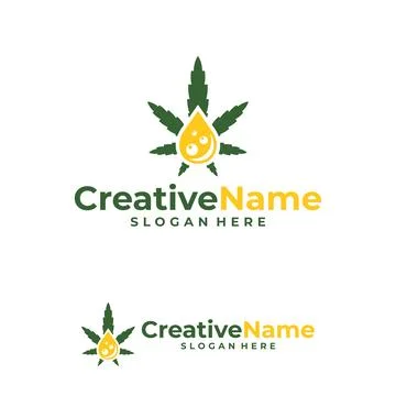 Marijuana water logo design vector template, Creative Cannabis water drop l.. Ilustração Stock