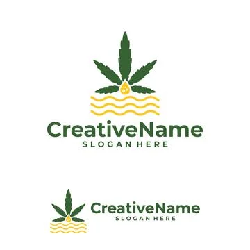 Marijuana water logo design vector template, Creative Cannabis water waves .. Stock Illustration
