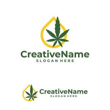 Marijuana water logo design vector template, Creative Cannabis water drop l.. Illustrazione stock
