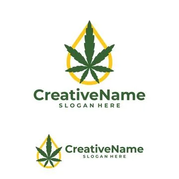Marijuana water logo design vector template, Creative Cannabis water drop l.. Illustrazione stock