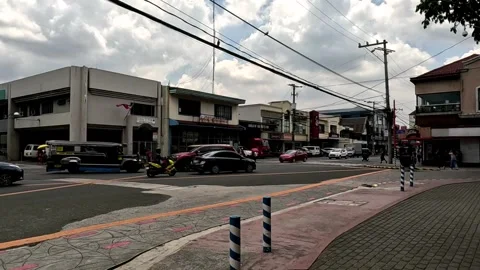 Marikina City Intersection Road with Traffic Video stock 240736629