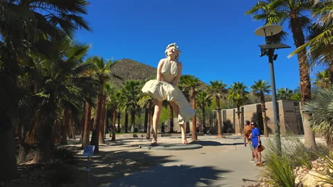 Marilyn Monroe Giant Statue Clear Blue Sky Palm Springs California USA Video stock 330272920