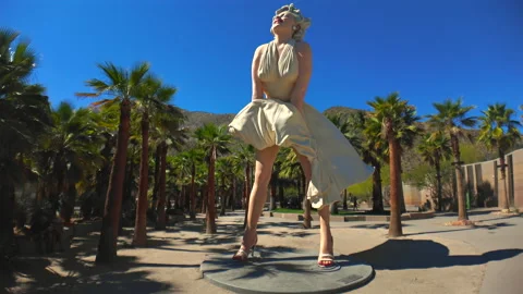 Marilyn Monroe Giant Statue Clear Blue Sky Palm Springs California USA Video stock 330272944